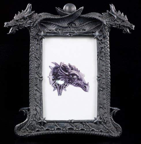 Figuren-Shop.de Drachen Bilderrahmen - Zwei Drachenköpfe - Fantasy Gothic
