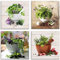 ARTland Wanddeko Glasbilder Wandbild Glas Bild Set 4 teilig je Quadratisch Stillleben Küche Gewürze Chili Knoblauch Mediterran Holzoptik S6IJ