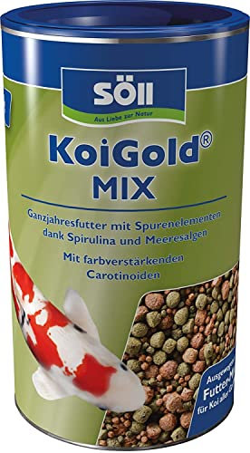 Söll KoiGold Mix, 355 g - Koifutter in Pelletform (2-5mm), vollwertige Versorgung aller Koi, mit Spirulina und Meeresalge, ohne Wassertrübung