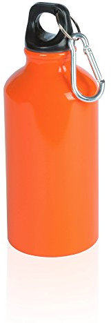 Aluminium Drinking Water Bottle with Screw cap and Carabiner, 400ml (Orange)