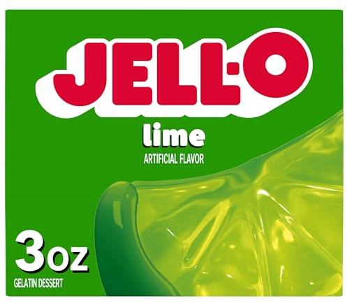 Jell-O Lime Gelatin Dessert 3 OZ (85g) | 90 Calories per Serving, Sweet Gelatin Dessert, Just Stir with Boiling & Cold Water, Sealed Pouch for Freshness