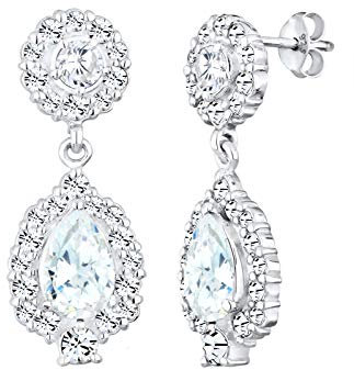 Elli PREMIUM Ohrringe Damen Ohrhänger Glamour Vintage mit Kristalle und Zirkonia Kristalle in 925 Sterling Silber