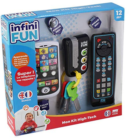 INFINIFUN - Mon Kit High Tech - Téléphone, télécommande et clés - Découvrir Les Animaux, Chiffres, Couleurs et Formes - Jeux Educatif pour Enfant - I13900