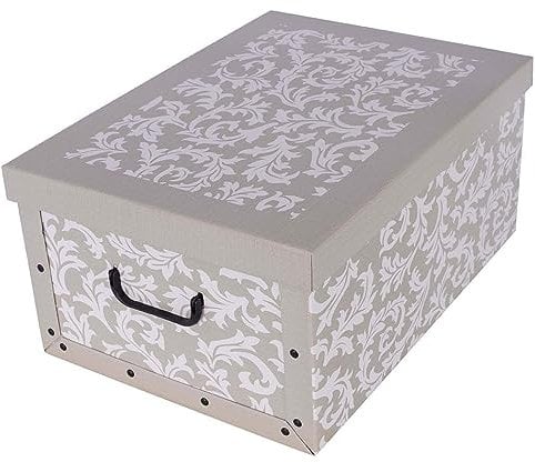 Kreher XXL Dekokarton, Aufbewahrungsbox mit Deckel und Griffen. 45 Liter Volumen. Verschiedene Motive (Barock Blume Provence)