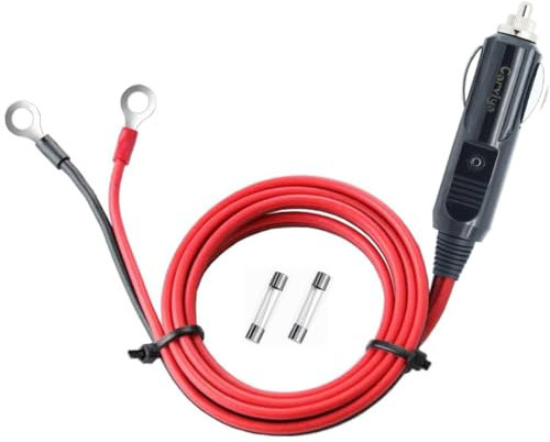 Carviya 12V 24V Heavy Duty 16AWG 15A 20A Male Plug Cigarette Lighter Adapter Power Supply Cord with 1 Meter 3.3 Feet Cable Wire For Car Inverter,Air Pump, Electric Cup