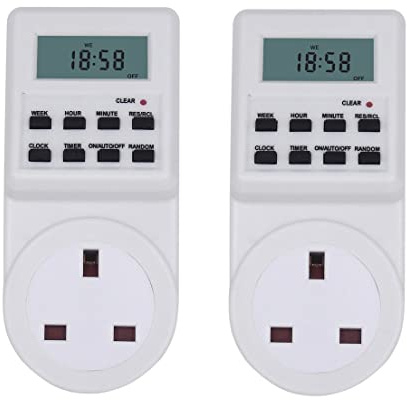 Netagon Home Electric Digital Security Timer Plug in Socket Programmable Switch Timer with with 10 ON-OFF Programs, 12/24 Hour Setting & Auto Recharge (Pack of 2)