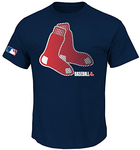 Majestic MLB Baseball T-Shirt Boston RED SOX Stanar Navy Logo (S)