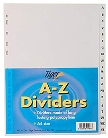 Tiger A to Z plastic A4 dividers - single set