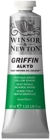 Winsor & Newton Griffin 37ml Alkyd Fast Drying Oil Colour Tube - Phthalo Green Yellow Shade