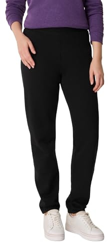 Hanes Women's Mid Rise Cinch Bottom Fleece Sweatpant, Ebony, X-Large