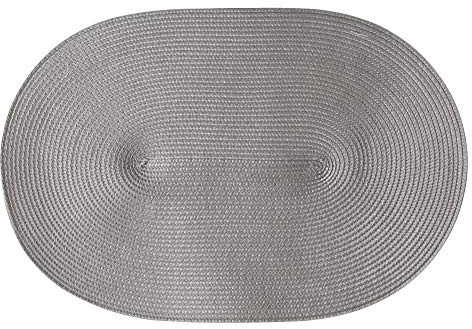 Continenta Tischset geflochten, ovale Form, Platzset, Platzmatte, Tischmatte in Gastro Qualität, 45 x 31 cm, grau
