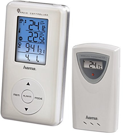 Hama Elektronische Wetterstation EWS-190, weiß, mit Funkuhr, Datum und Wecker