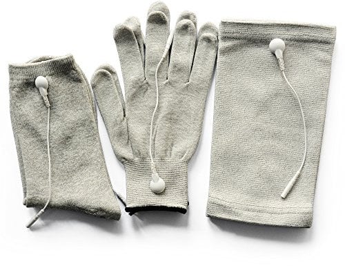 CareforYou Pair of Conductive Fiber TENS/EMS Electrode Gloves & Massage Kneepads & Massage Socks with 6pcs Adapter Lead Wires for TENS/EMS Machine for Physical Therapy