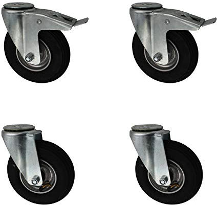 Set 200 mm Luftberefte Transportrollen als Lenkrolle mit Rückenlochbefestigung