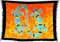 Kascha Sarong Pareo Wickelrock Strandtuch Tuch Wickeltuch Handtuch - Blickdicht - ca. 170cm x 110cm - Orange Gelb Türkis Schwarz mit Gecko Motiv Handgefertigt inkl. Kokos Schnalle in Rauteform