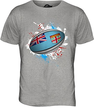 Candymix Fiji Rugby Ball Herren T Shirt, Größe 3X-Large, Farbe Grau Meliert