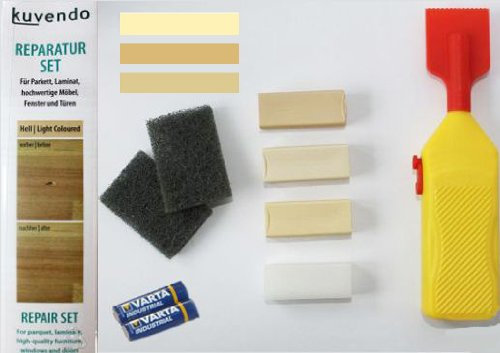 kuvendo ReparaturSet HELL (helle Oberflächen) für Parkett, Laminat, Möbel, Fenster und Türen