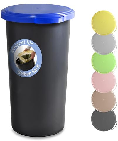 KUEFA 60L Müllsackständer mit flachem Deckel - Gelber Sack Mülleimer (Blau)
