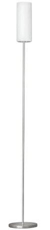 EGLO Stehlampe Troy 3, 1 flammige Stehleuchte, Material: Stahl, Farbe: Nickel matt, Glas: satiniert weiß, Fassung: E27, inkl. Trittschalter
