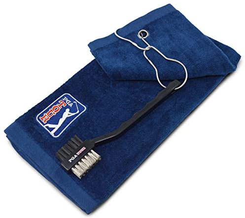 PGA TOUR Handtuch- und Bürstenset Towel Clip & Club Brush, Blue