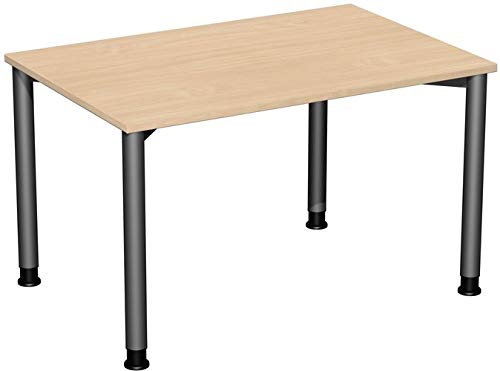 Gera Möbel 4 Fuß Flex Schreibtisch, Holzdekor, buche/anthrazit, 120 x 80 x 72 cm