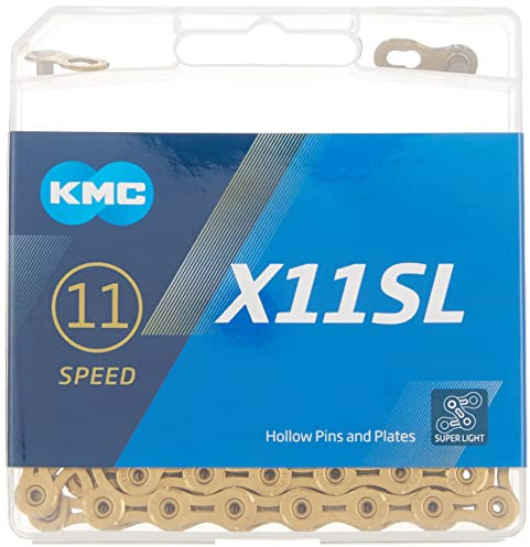 KMC X11 Kette 11-Gang, SL-Serie Gold, Mountainbike/Road/Gravel 11-Gang-Kette:Shimano, SRAM, Campagnolo kompatibel.Missing Link enthalten
