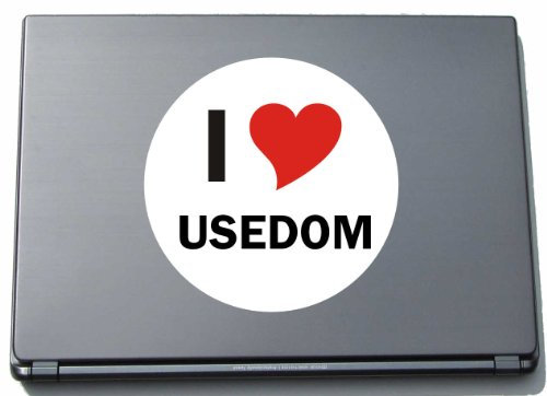 Indigos UG Laptop Aufkleber I Love - USEDOM 297 mm - Notebook Aufkleberskin - Dekoration für Laptopdeckel - für Studenten, Büro, Schule, UniStadtname