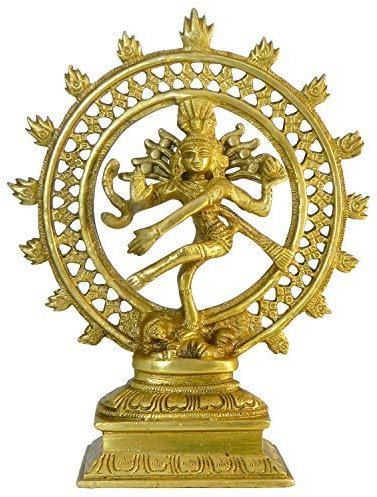indischerbasar.de – Figur Shiva Nataraja Messing Höhe 21 cm Kupfer Gelb Skulptur Statue Hinduismus Buddhismus indische Kunst Handwerk