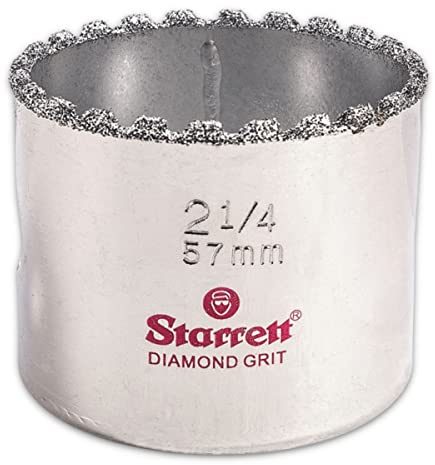 Starrett Diamond Grit Hole Saw - Ideal for Drilling Small Diameter Holes - 2-1/4 Diameter, 1-5/8 Cutting Depth, 5/8-18 Thread Size, XA2/XA10 Arbor Type, Silver - ‎KD0214-N