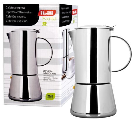 IBILI - Cafetera express Essential, 2 tazas, 100 ml, Acero Inoxidable, Apto para inducción