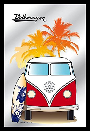 empireposter Volkswagen - Surf - Bedruckter Spiegel mit Kunststoff Rahmen, Kult-Spiegel - Größe 20x30 cm