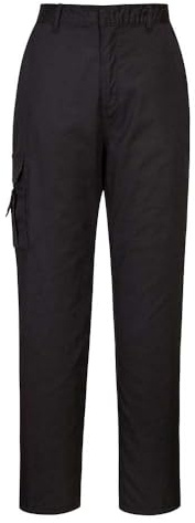Portwest C099 Combat Damen Bundhose 1 Gesäßtasche Elastischer Bund Leicht | Schwarz, XL, UPF 40+, Polyester, 2 Seitentaschen, Hakenverschluss, Langgröße, Strapazierfähig, 35% Baumwolle