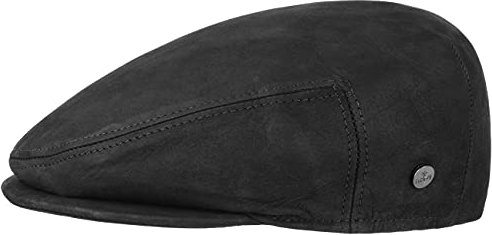 LIERYS Leder Flatcap Lederflatcap Herrencap Cap Schirmmütze Schiebermütze für Herren Ledercap Schirmmütze mit Schirm, mit Futter Winter Sommer (59 cm - schwarz)
