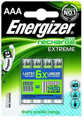Energizer Pack of 3 Blister Packs of 4 Rechargeable Batteries HR03 Extreme AAA 800 mAh