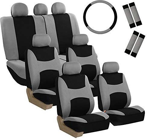 FH Group FB030217-COMBO Light & Breezy Sitzbezug-Set aus Stoff, Airbag & Split Ready- passend für die meisten PKW, LKW, SUV oder Van