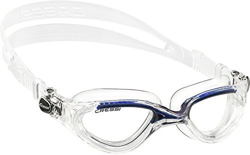 Cressi Flash - Premium Erwachsene Schwimmbrille Antibeschlag und 100% UV Schutz, Transparent/Blau - Transparent Linsen, D (140 mm)