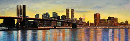 1art1 New York Brooklyn Bridge Bei Morgenröte Mit Skyline, 1-Teilig Selbstklebende Fototapete Poster-Tapete 240x75 cm