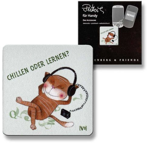Putztuch fürs Handy Displayputztuch Katze Chillen oder Lernen?