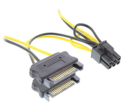 InLine® 26628B Adaptateur Secteur Interne 2 x SATA vers 6 Broches Carte Graphique PCIe (PCI Express) 0,15 m