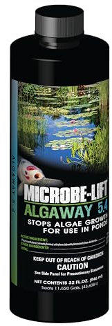 Microbe Lift ALGA32 Algaway 5.4 Algae Control Treatment for Ponds and Water Gardens, Safe for Koi Fish, Goldfish, Plants, and Decorations, 32 Ounces