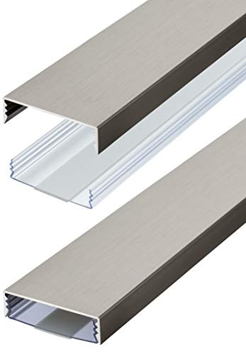 Flacher Design Kabelkanal Edelstahl gebürstet aus Aluminium selbstklebend 50 mm x 15 mm Alunovo Kabelschacht Leitungskanal (Länge: 20cm)