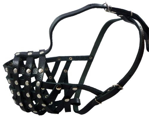 Secure Leder Mesh Korb Maulkorb #15 Schwarz - Rottweiler (Umfang 34,3 cm, Schnauzenlänge 10,2 cm)