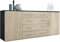 Vladon Sideboard Faro V2, Made in Germany, Kommode mit 2 Türen und 4 Schubladen, Schwarz matt/Eiche sägerau (166 x 72 x 35 cm)