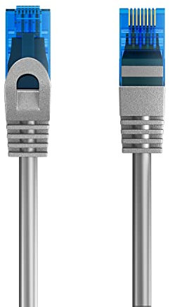 Cable de conexión Ethernet Cat.5e U/UTP transmisión hasta 1Gigabit, 2 Conectores RJ45, Cable de PVC, CCA, AWG 26/7. Ideal para transmisión por Fibra óptica con regi Gigabit/LAN 7m, Gris