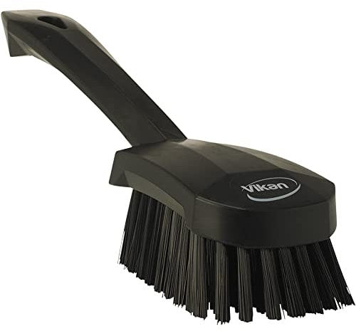 Vikan - Hygiène - Brosse à vaisselle - Avec manche court - Fibres dures - Noir