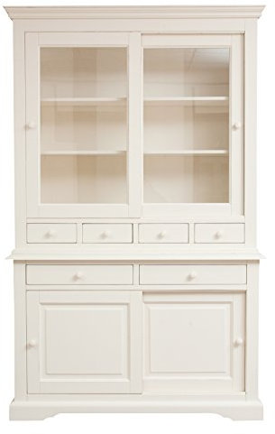 Biscottini Buffetschrank Holz massiv Made in Italy - Vitrinenschrank Vintage 225x50x142 cm - Küchenbuffet buffetschrank landhausstil - Wohnzimmer möbel