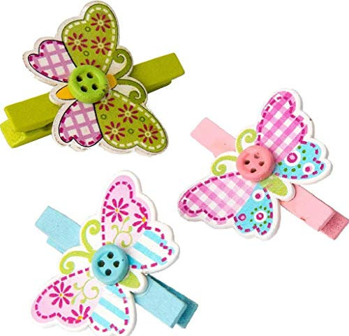 Lot de 6 pinces en forme de papillons pour marque-places, emballages cadeau et décoration de bonbonnières