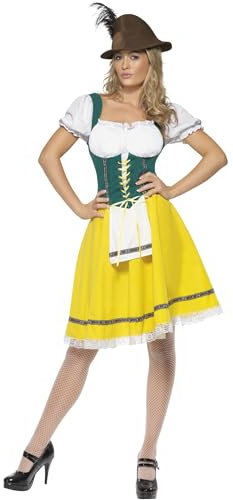 Smiffys Disfraz de Fiesta de la cerveza, mujer, vestido con delantal unido Halloween