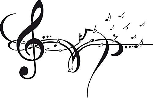 GRAZDesign Wandtattoo Musik Wohnzimmer Jugendzimmer Musikraum | Wandaufkleber Notenschlüßel - 62x40cm / 070 schwarz