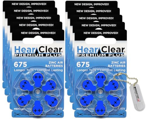 HearClear PR44 Lot de 60 piles pour appareil auditif Taille 675